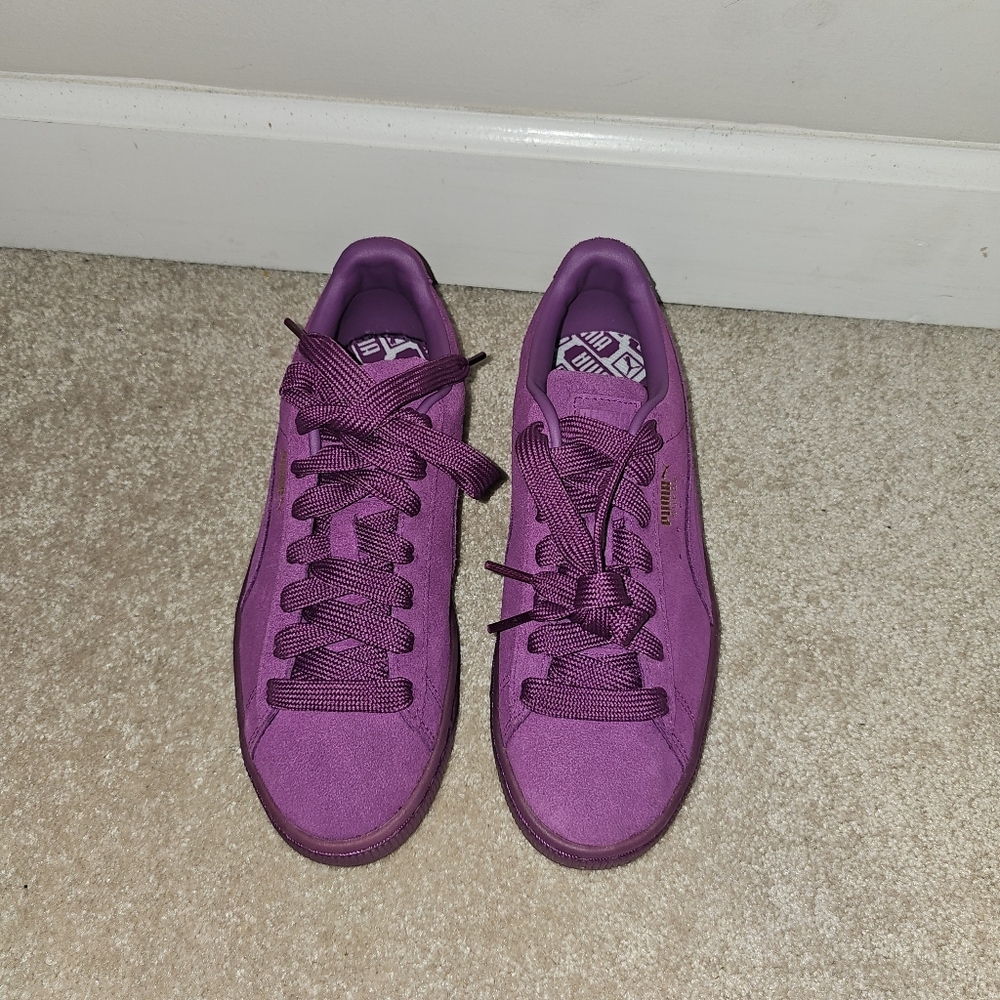 Puma Suede Classic Mono Gold Sneakers Purple Byzantium Size 6Y (Women's 7.5) NWO
